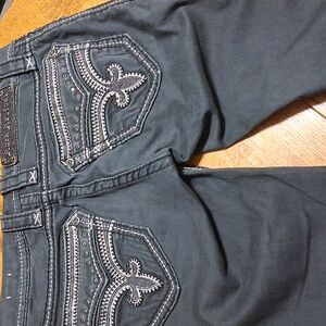 ROCK REVIVAL Jeans Womens 25 BLACK BLING RHINESTONES Pants Denim Used Preowned